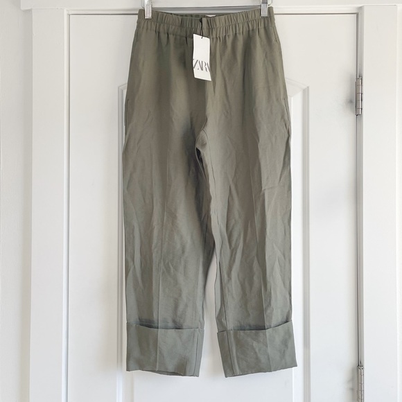 Zara Cropped Cuff Elastic Waist Pant - S - Picture 6 of 6